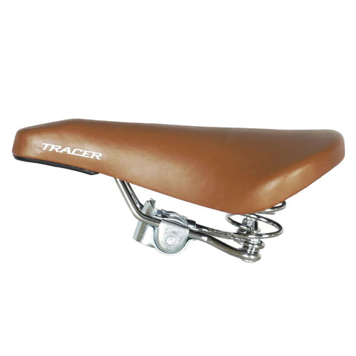 Tracer Bikes | Tracer SD-AF-7210-BRN Retro City Bike Saddle, Brown/Chrome, Coil Spring Base |  Chico USA, Inc.