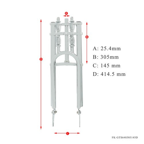 Tracer 1" Threadless Dual Springer Bike Fork Disc Brake for 26-29in 3.0 4.0 Tire - Chico USA, Inc.