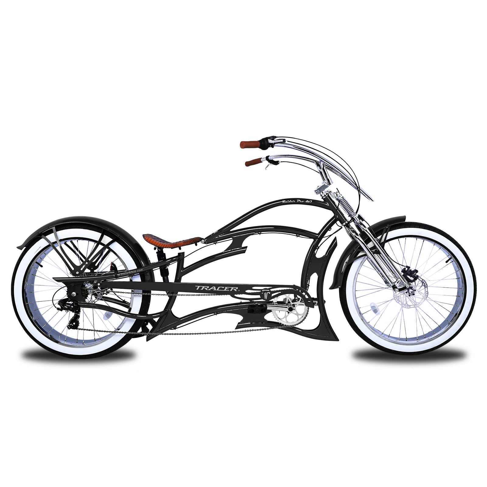 Tracer Raider Pro DS 26" 7-Speed Chopper Style Stretch Cruiser Bike - Chico USA, Inc.