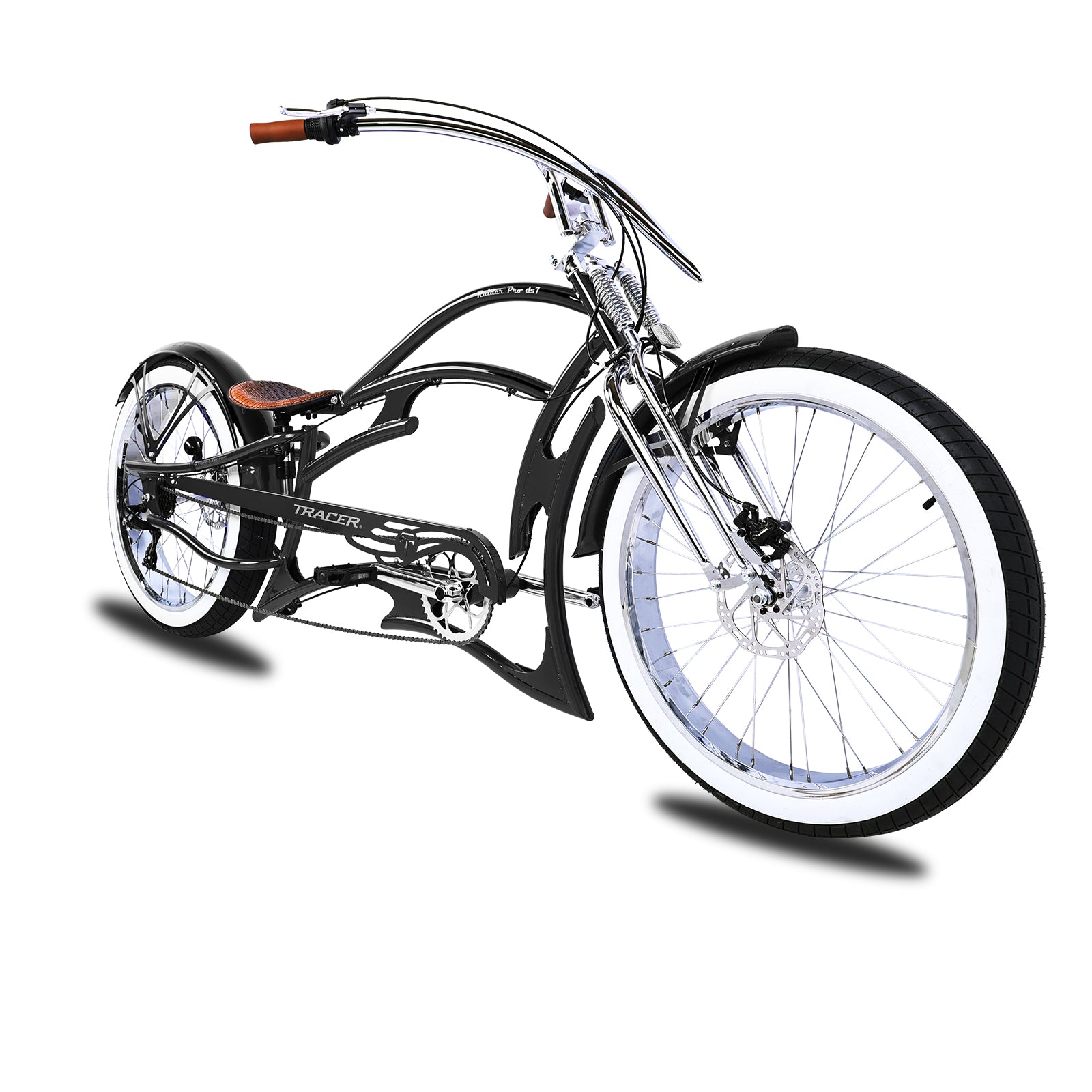 Tracer Raider Pro DS 26" 7-Speed Chopper Style Stretch Cruiser Bike - Chico USA, Inc.