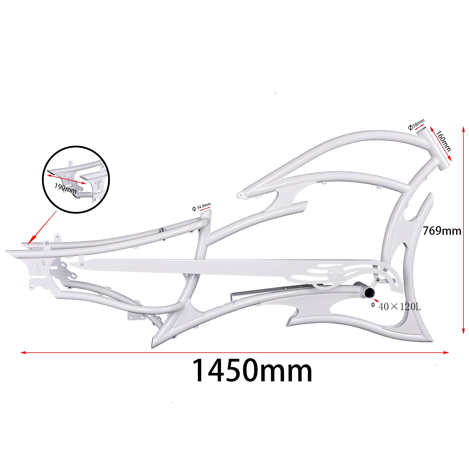 FM-RAPTOR 26" Stretch Chopper for 7-speed 26’"x3.0, 4.0 Ebike Frame - Chico USA, Inc.