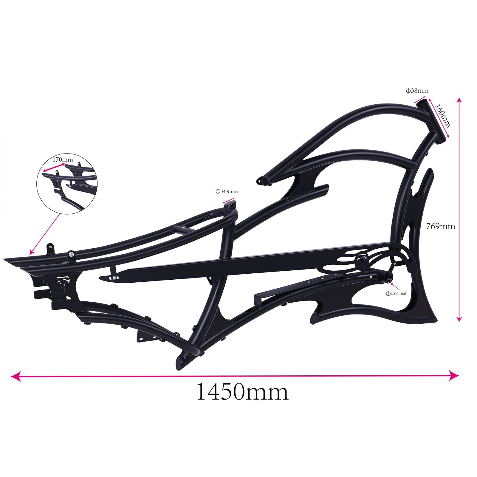 FM-RAPTOR 26" Stretch Chopper for 7-speed 26’"x3.0, 4.0 Ebike Frame - Chico USA, Inc.
