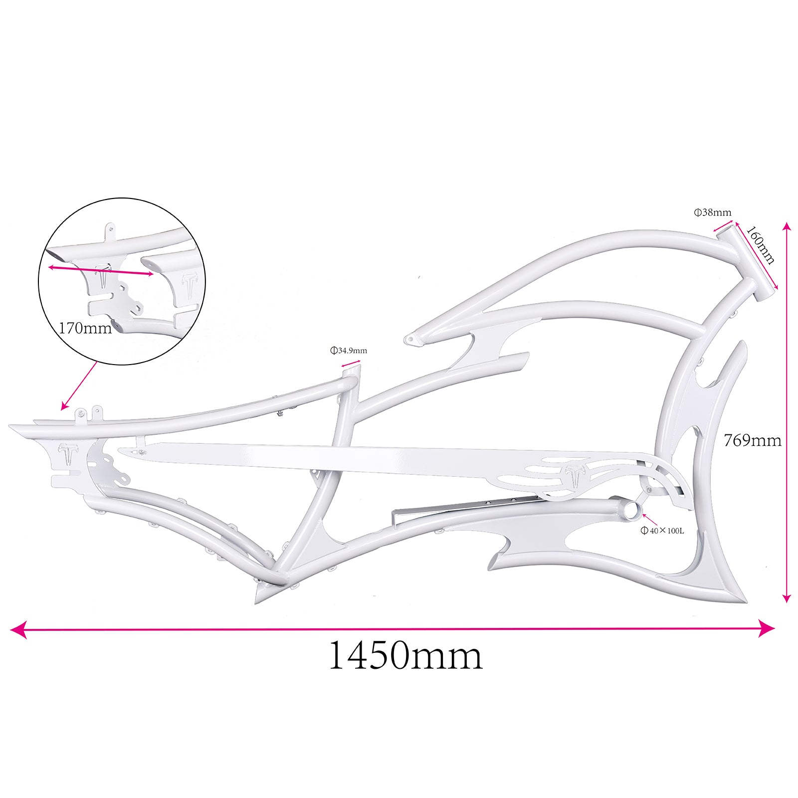 FM-RAPTOR 26" Stretch Chopper for 7-speed 26’"x3.0, 4.0 Ebike Frame - Chico USA, Inc.