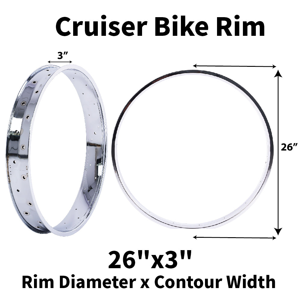 Chico RM-TR95G2636-CP 26"*3" 26"x4"x13Gx36H Mirror Chrome Fat Rims