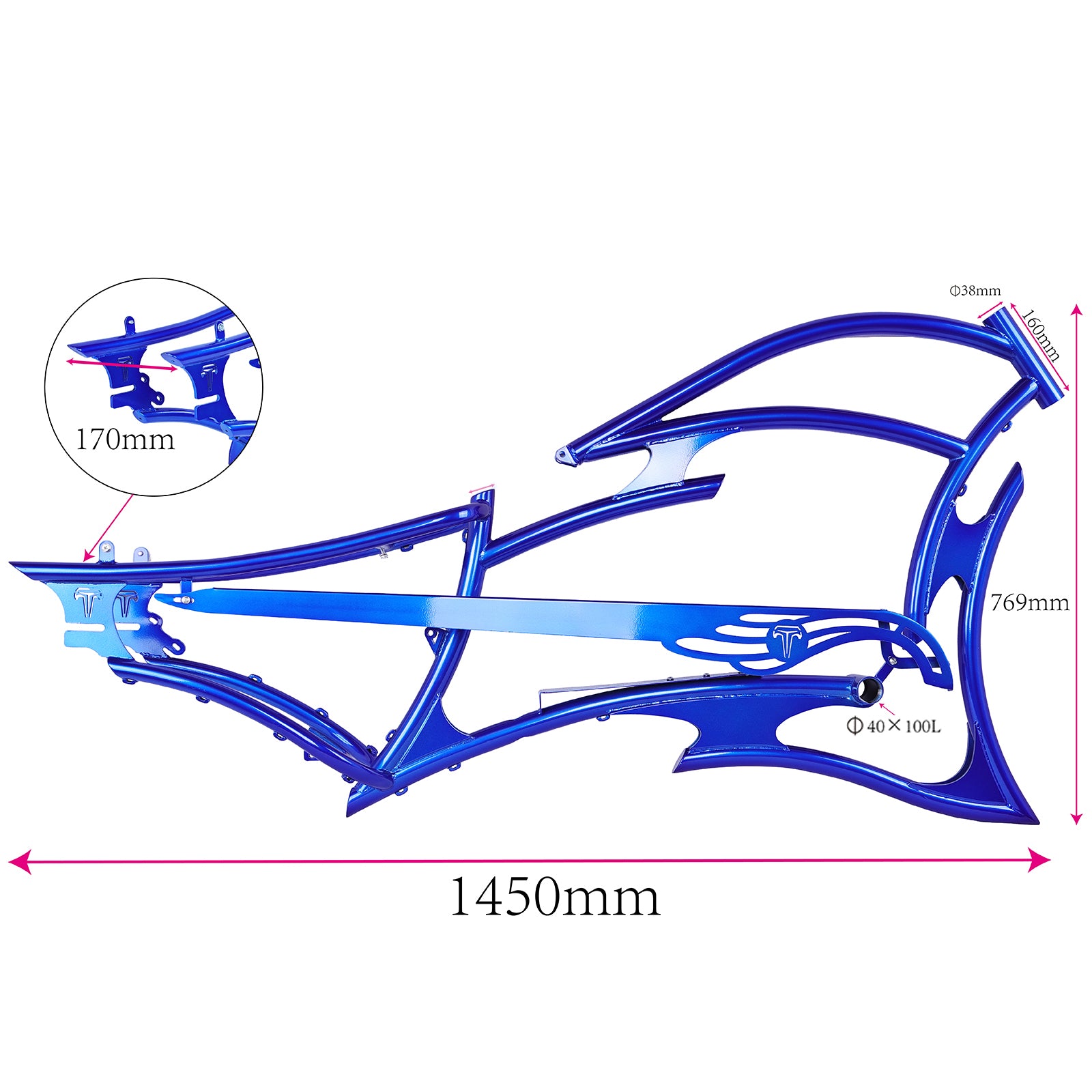 FM-RAPTOR 26" Stretch Chopper for 7-speed 26’"x3.0, 4.0 Ebike Frame - Chico USA, Inc.