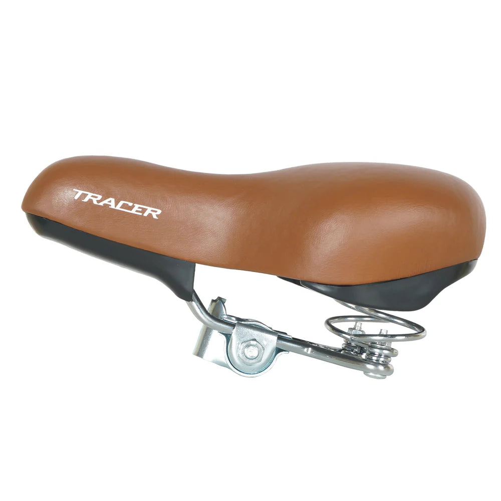Tracer Bikes | Tracer AF-7024-BRN Retro City Bike Saddle with Coil Spring, Brown/Chrome |  Chico USA, Inc.