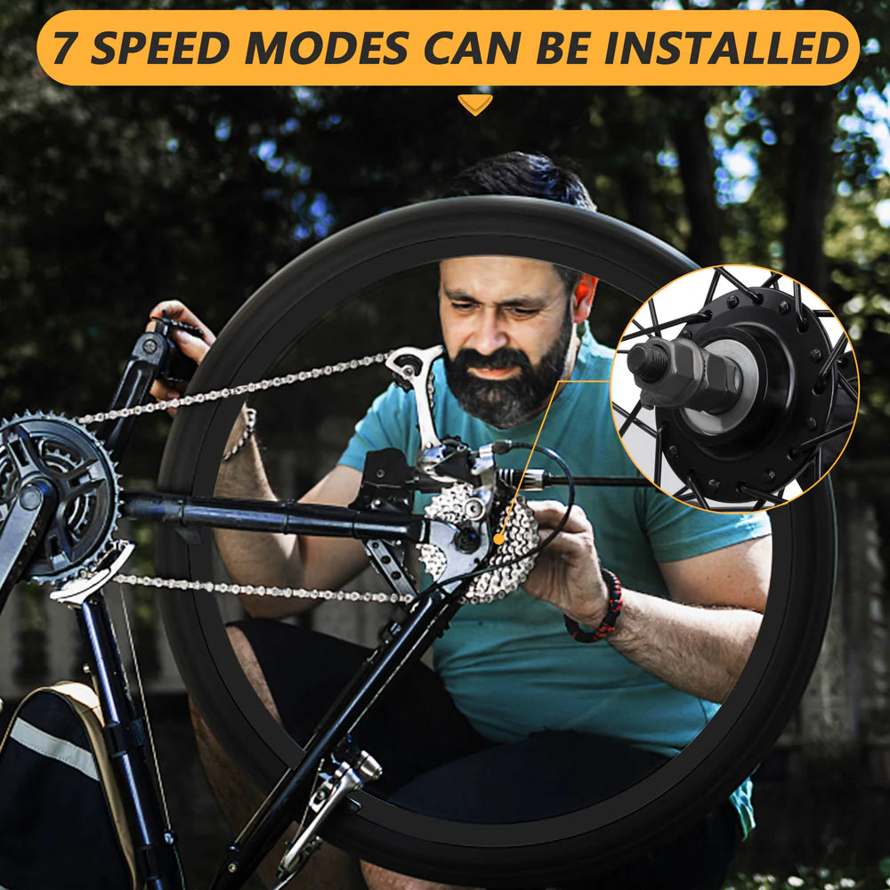 Tracer Bikes | Tracer WH-T952636D7 26" 7-Speed Fat Tire Wheel Set, Disc Brake Compatible, Black and Polished |  Chico USA, Inc.