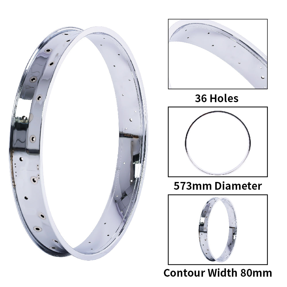 Chico RM-TR95G2636-CP 26"*3" 26"x4"x13Gx36H Mirror Chrome Fat Rims