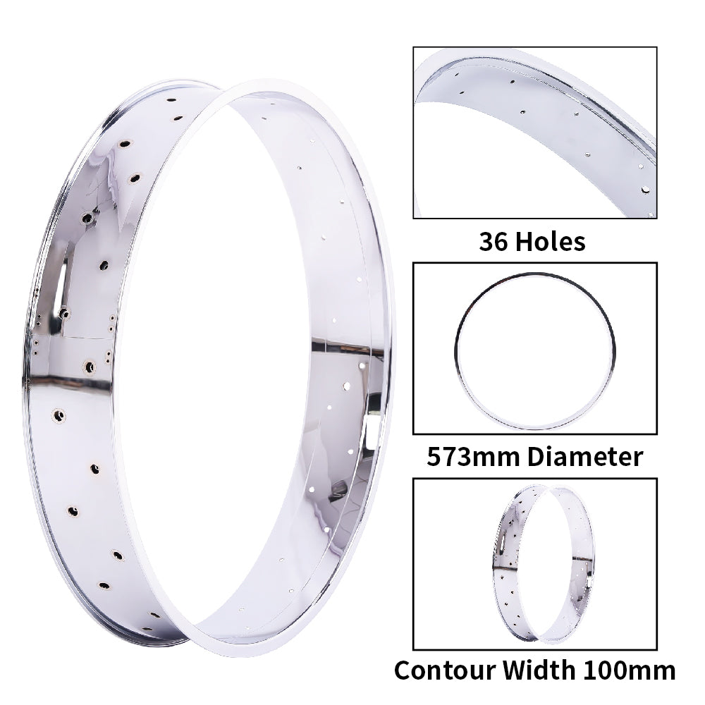 Chico RM-TR95G2636-CP 26"*3" 26"x4"x13Gx36H Mirror Chrome Fat Rims