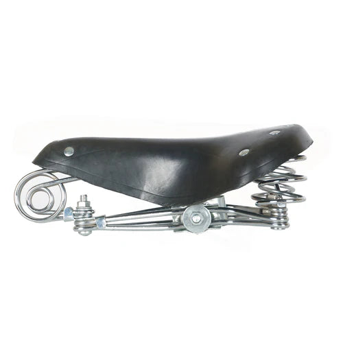 Tracer Bikes | Tracer SD-XDR5888-CP/BK Vintage Classic Genuine Leather Bike Saddle, Black/Chrome, Coil Spring Base |  Chico USA, Inc.