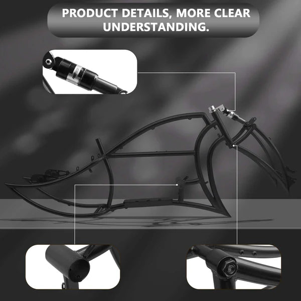 TRACER Signature Pro 26'' Chopper Cruiser Electric Bike Frame, Accepts 26"x 3.0, 4.0 Fat Tires - Chico USA, Inc.