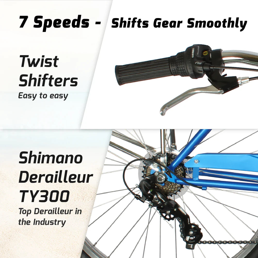 Tracer Bikes | Tracer Napa Cruiser Bike 7-Speed with Comfort Saddle and Steel Fenders | Chico USA, Inc.