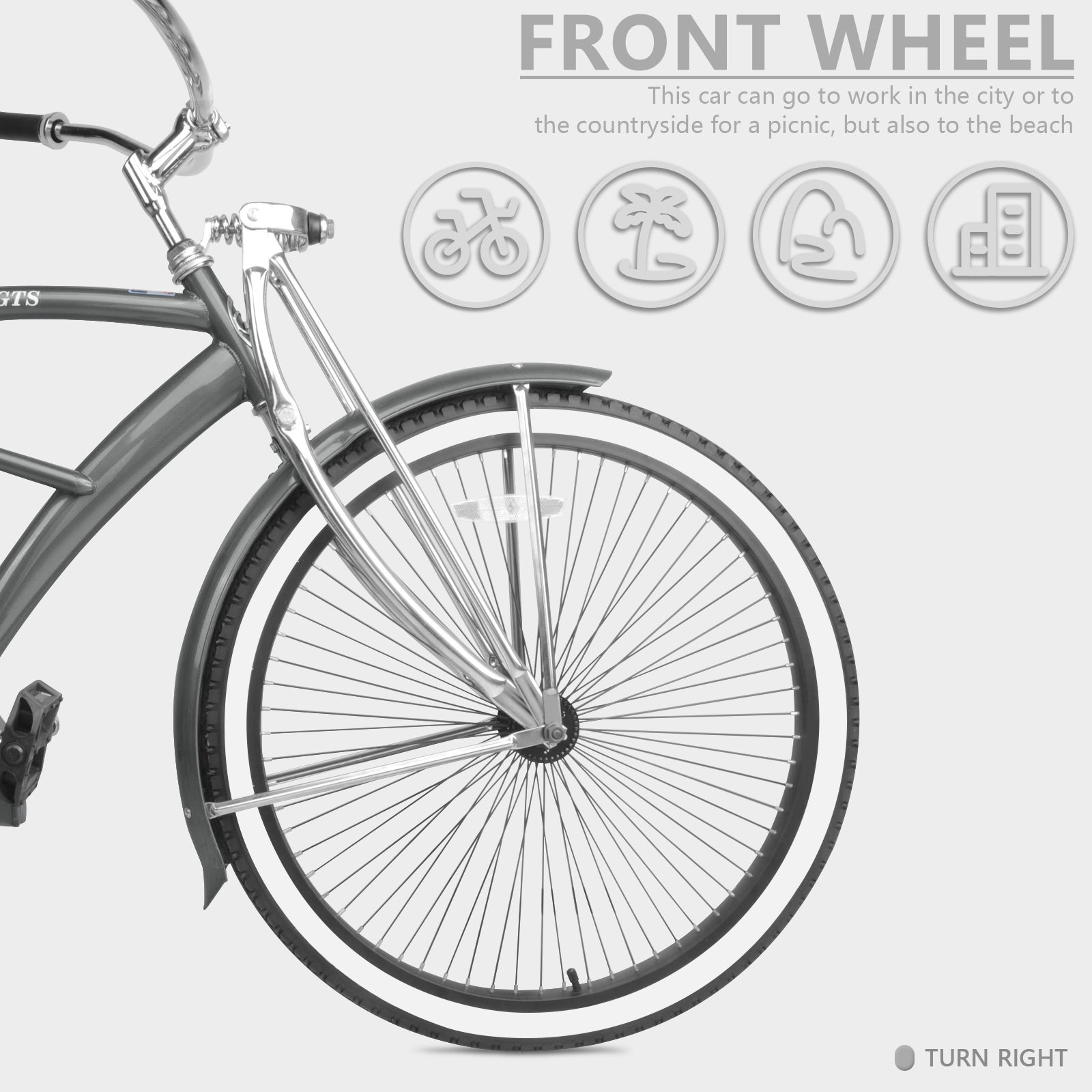 Tracer Bikes | Micargi Mustang GTS Cruiser Bike in Matte Black with Shimano Nexus 3-Speed | Chico USA, Inc.