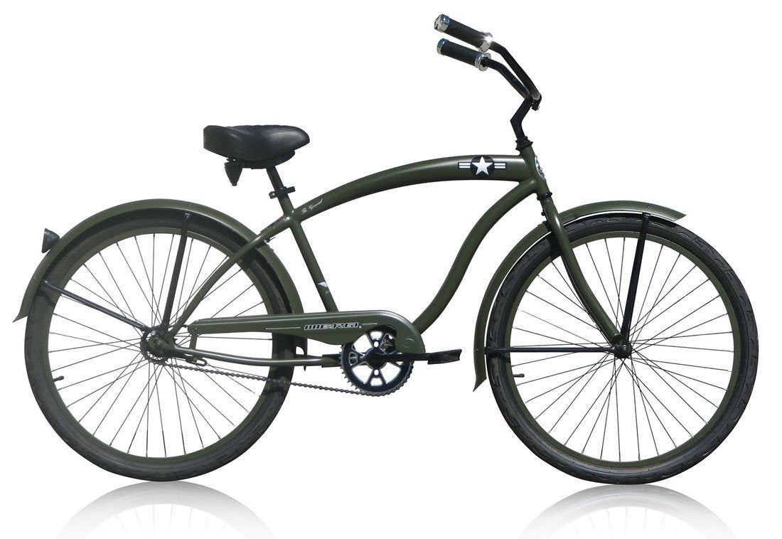 Tracer Bikes | Micargi Bikes 26 Inch "The General" Beach Cruiser Bike with Coaster Brakes and Military-Themed Graphics | Chico USA, Inc.