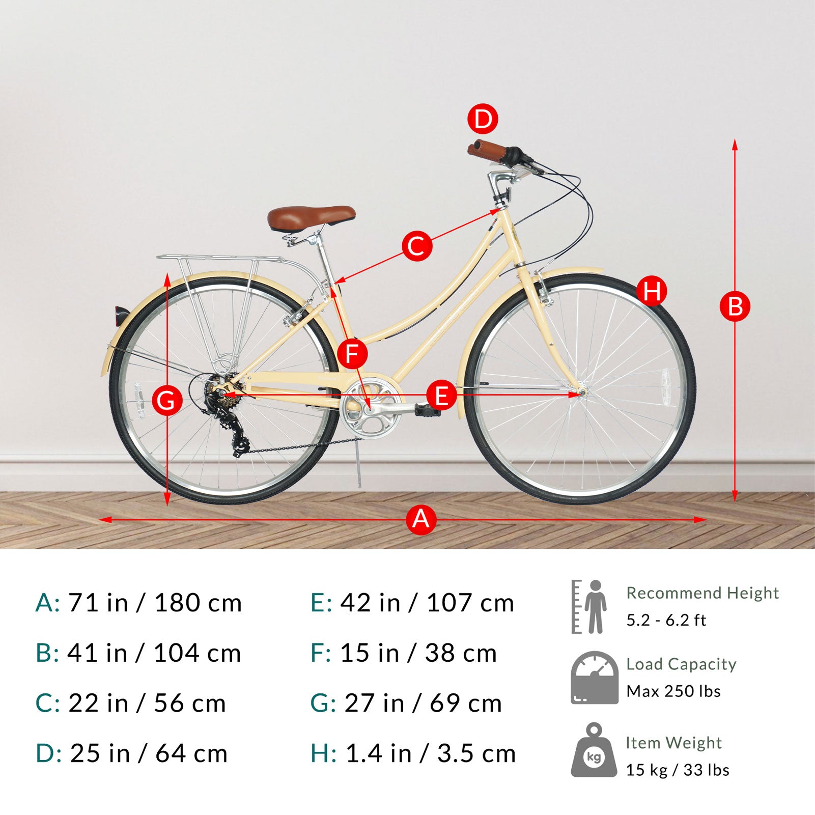 Micargi Kansas 7-Speed Vintage City Cruiser Bike with Shimano Gears - Chico USA, Inc.