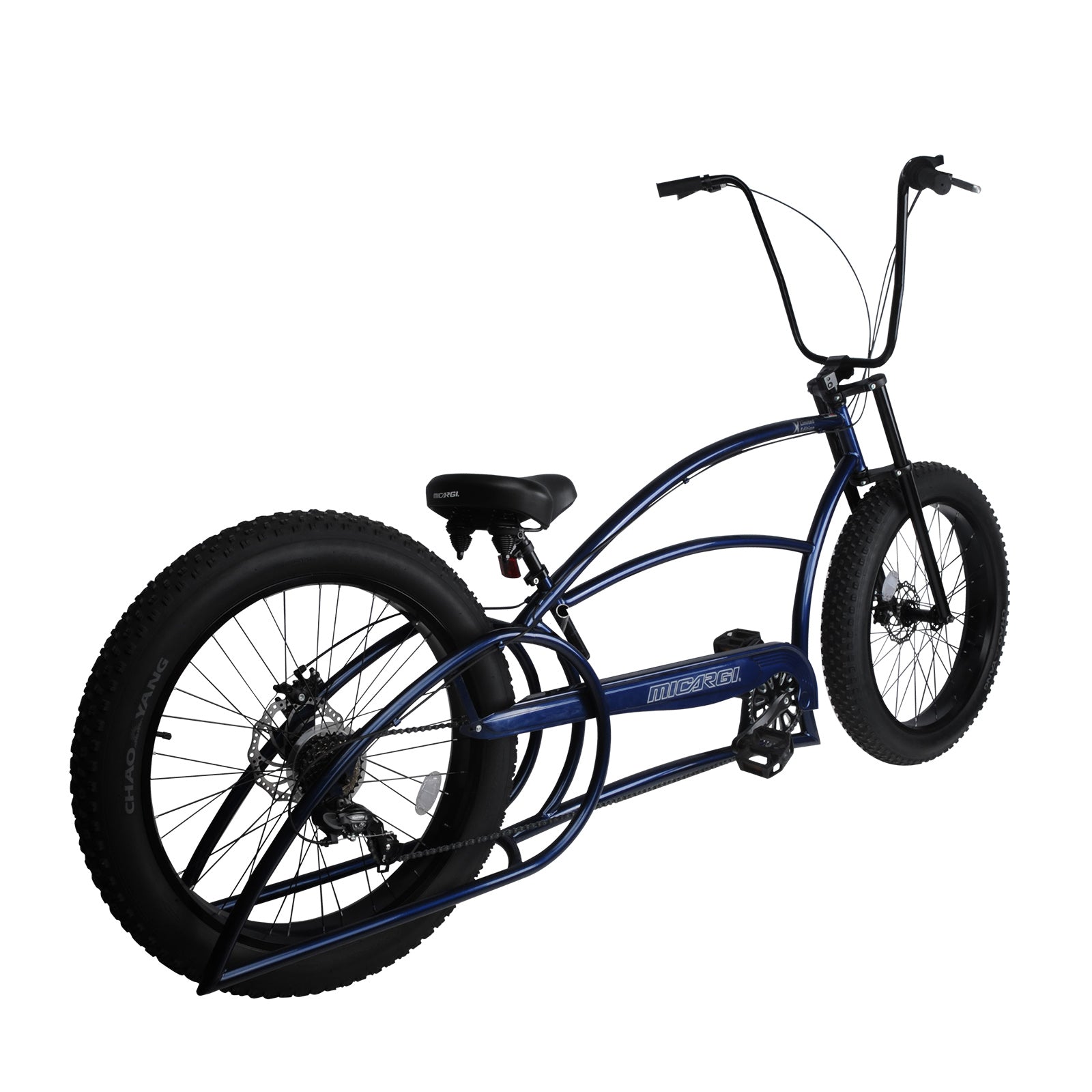 Tracer Bikes | Micargi Bombita XLE 7/GT7 Chopper Cruiser Bike, 26" Stretch Beach Cruiser, 7-Speed | Chico USA, Inc.