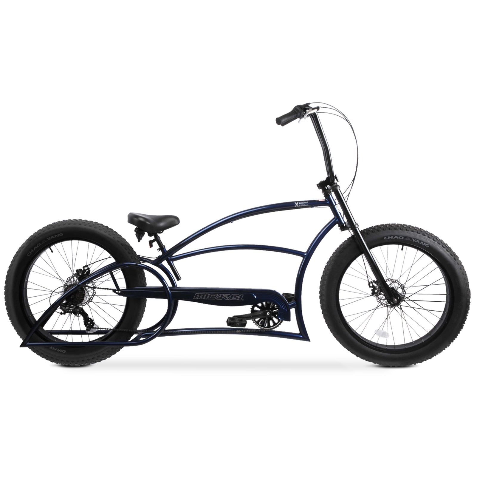Tracer Bikes | Micargi Bombita XLE 7/GT7 Chopper Cruiser Bike, 26" Stretch Beach Cruiser, 7-Speed | Chico USA, Inc.