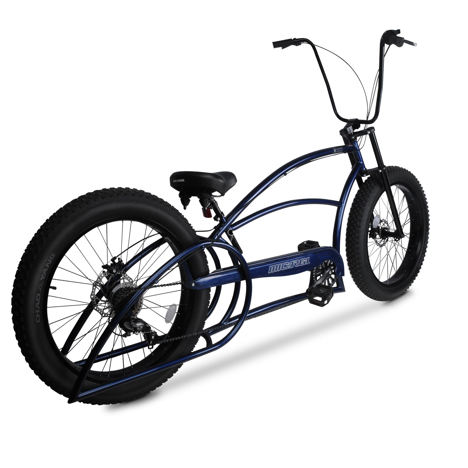 Tracer Bikes | Micargi Bombita XLE 7/GT7 Chopper Cruiser Bike, 26" Stretch Beach Cruiser, 7-Speed | Chico USA, Inc.
