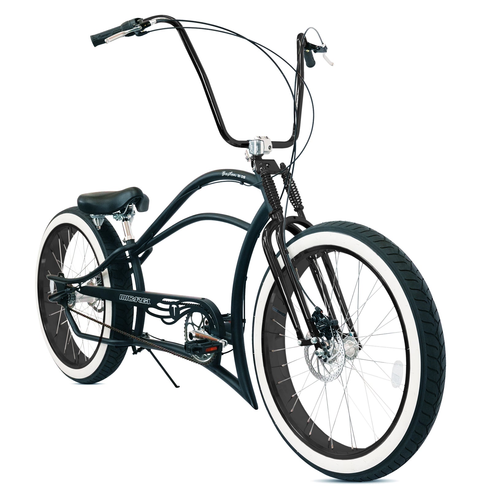 Tracer Bikes | Micargi Boston 3i DS Stretch Cruiser Bicycle, 26" Chopper Frame, 3-Speed Internal Hub | Chico USA, Inc.