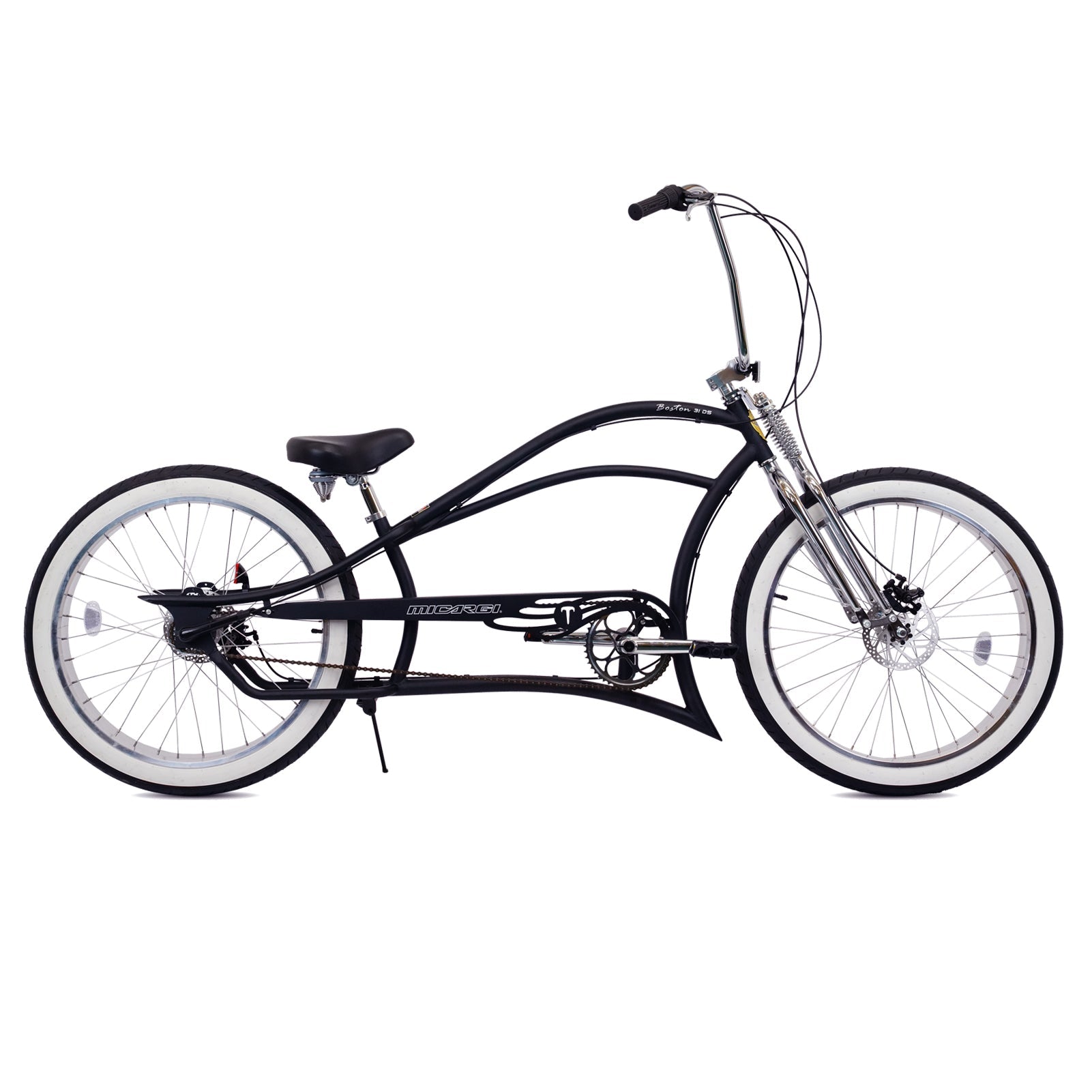 Tracer Bikes | Micargi Boston 3i DS Stretch Cruiser Bicycle, 26" Chopper Frame, 3-Speed Internal Hub | Chico USA, Inc.