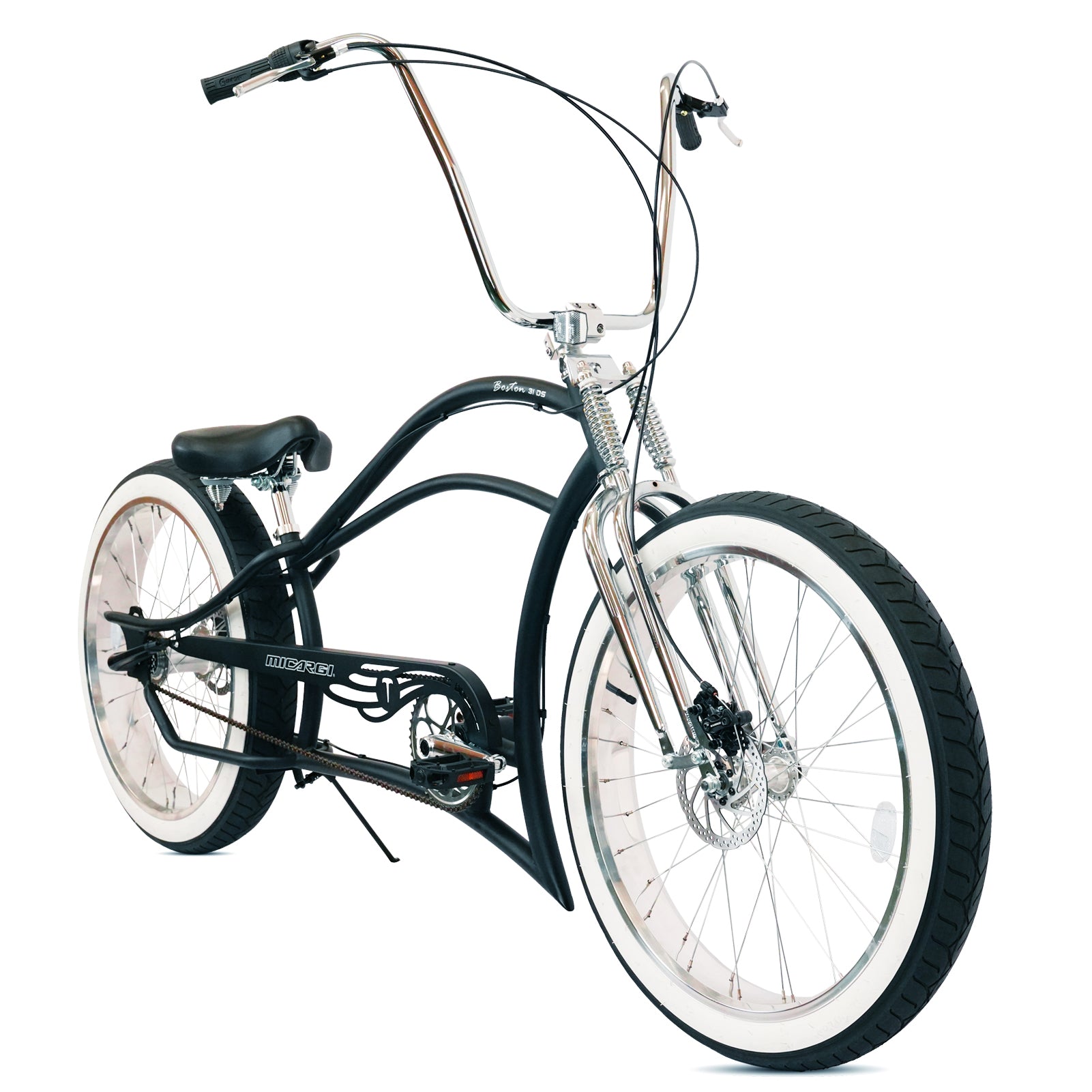 Tracer Bikes | Micargi Boston 3i DS Stretch Cruiser Bicycle, 26" Chopper Frame, 3-Speed Internal Hub | Chico USA, Inc.