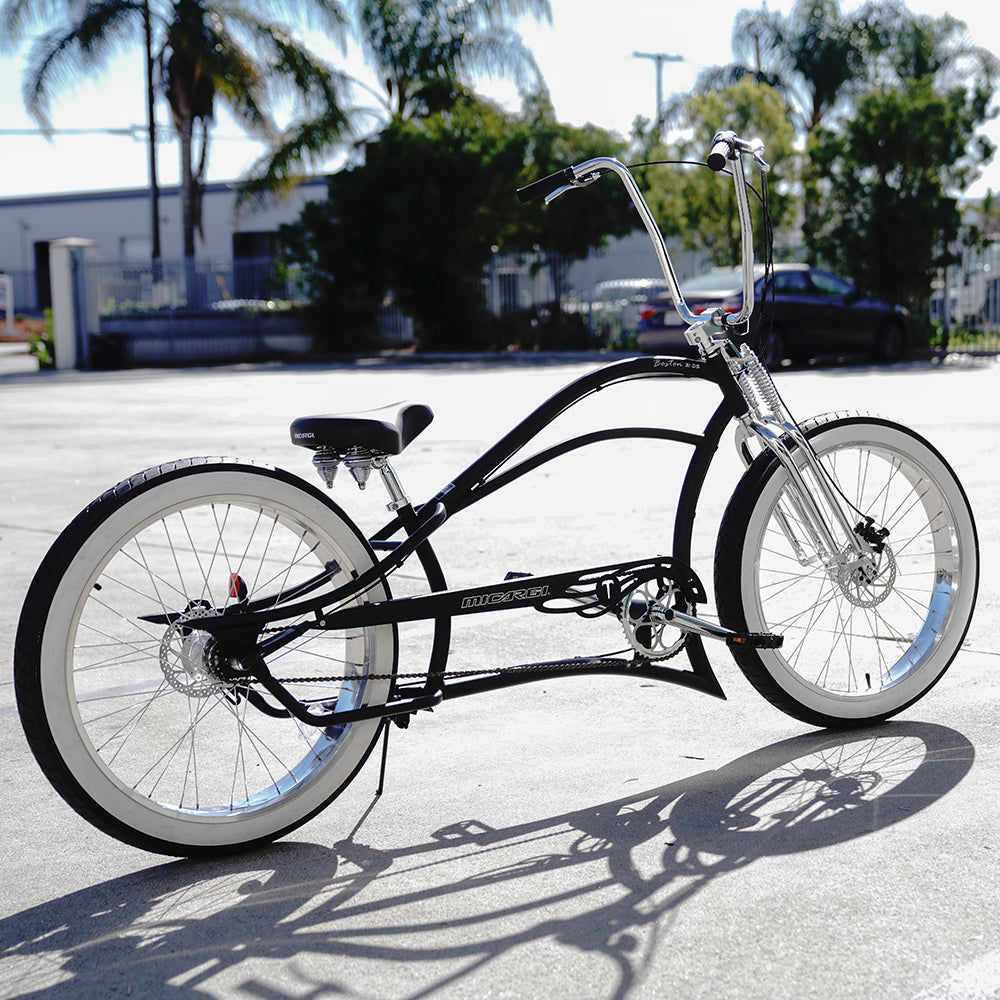 Tracer Bikes | Micargi Boston 3i DS Stretch Cruiser Bicycle, 26" Chopper Frame, 3-Speed Internal Hub | Chico USA, Inc.