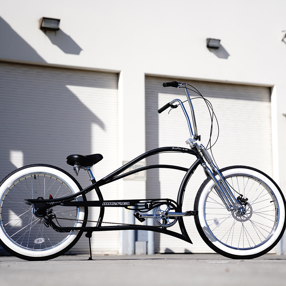 Tracer Bikes | Micargi Boston 3i DS Stretch Cruiser Bicycle, 26" Chopper Frame, 3-Speed Internal Hub | Chico USA, Inc.
