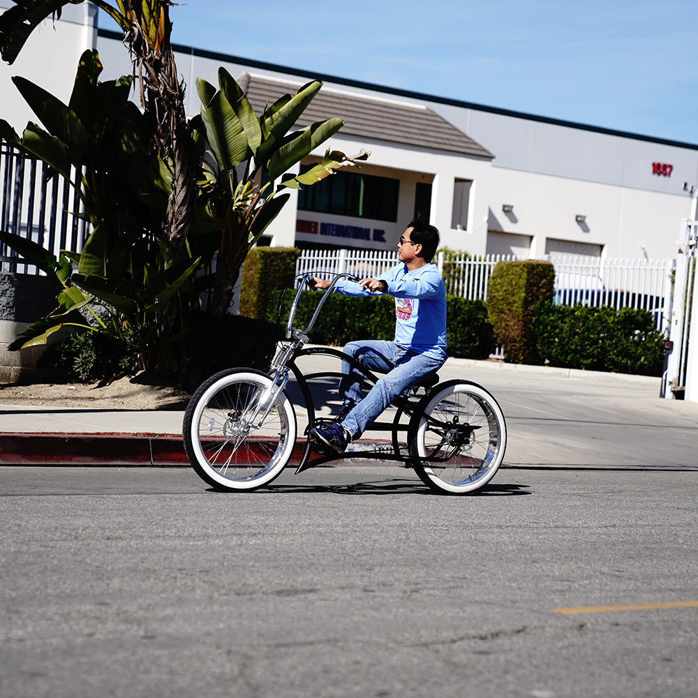 Tracer Bikes | Micargi Boston 3i DS Stretch Cruiser Bicycle, 26" Chopper Frame, 3-Speed Internal Hub | Chico USA, Inc.