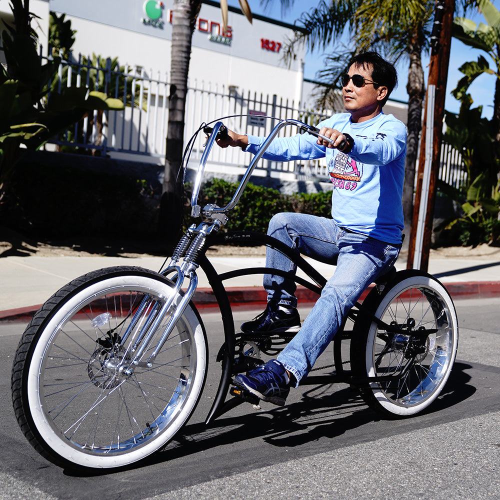 Tracer Bikes | Micargi Boston 3i DS Stretch Cruiser Bicycle, 26" Chopper Frame, 3-Speed Internal Hub | Chico USA, Inc.