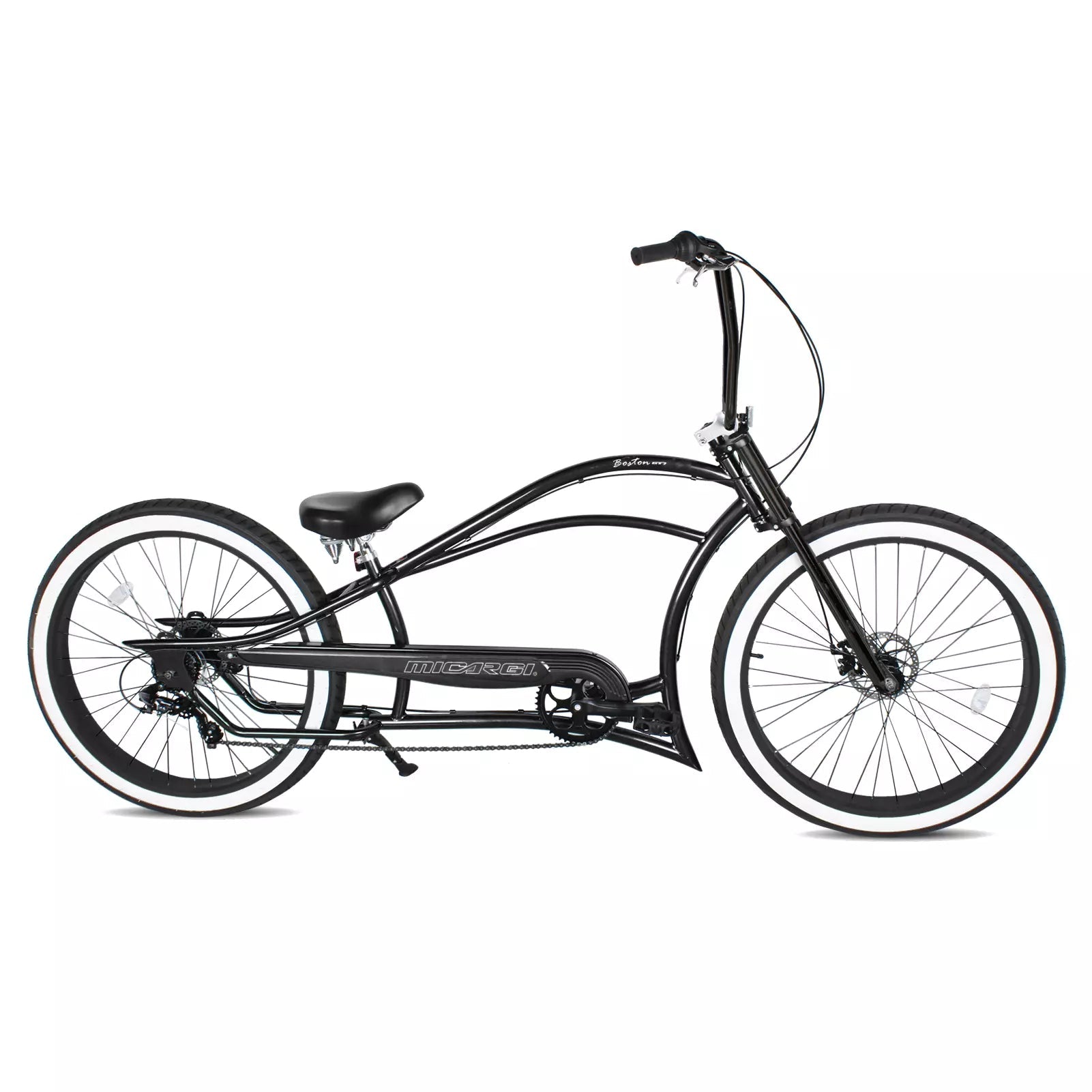 Tracer Bikes | Micargi Boston GT7 Stretch Cruiser Bicycle, 7-Speed, 26" Chopper Frame | Chico USA, Inc.
