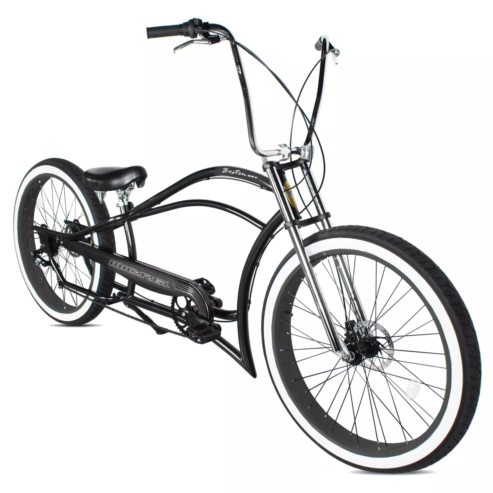 Tracer Bikes | Micargi Boston GT7 Stretch Cruiser Bicycle, 7-Speed, 26" Chopper Frame | Chico USA, Inc.
