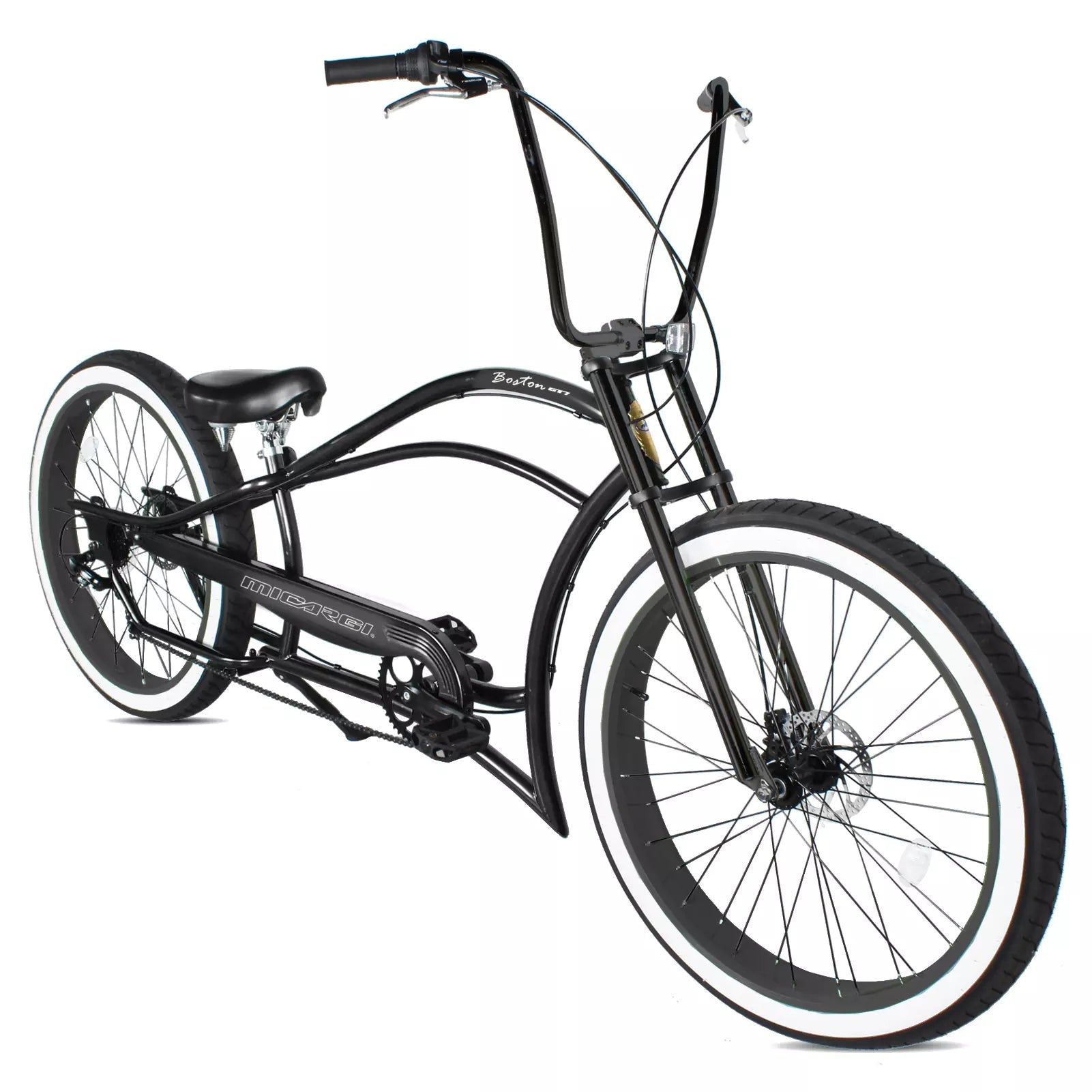 Tracer Bikes | Micargi Boston GT7 Stretch Cruiser Bicycle, 7-Speed, 26" Chopper Frame | Chico USA, Inc.