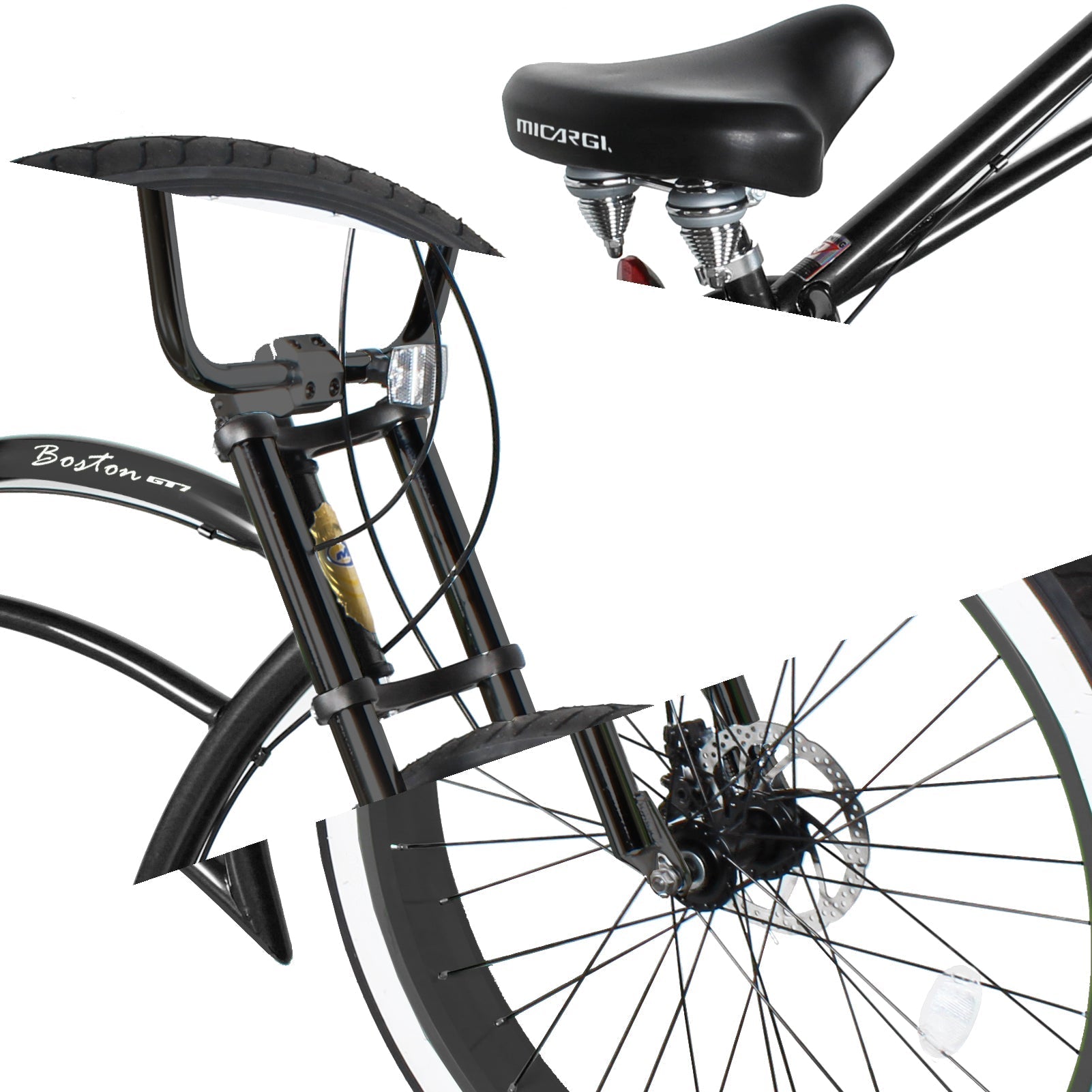 Tracer Bikes | Micargi Boston GT7 Stretch Cruiser Bicycle, 7-Speed, 26" Chopper Frame | Chico USA, Inc.