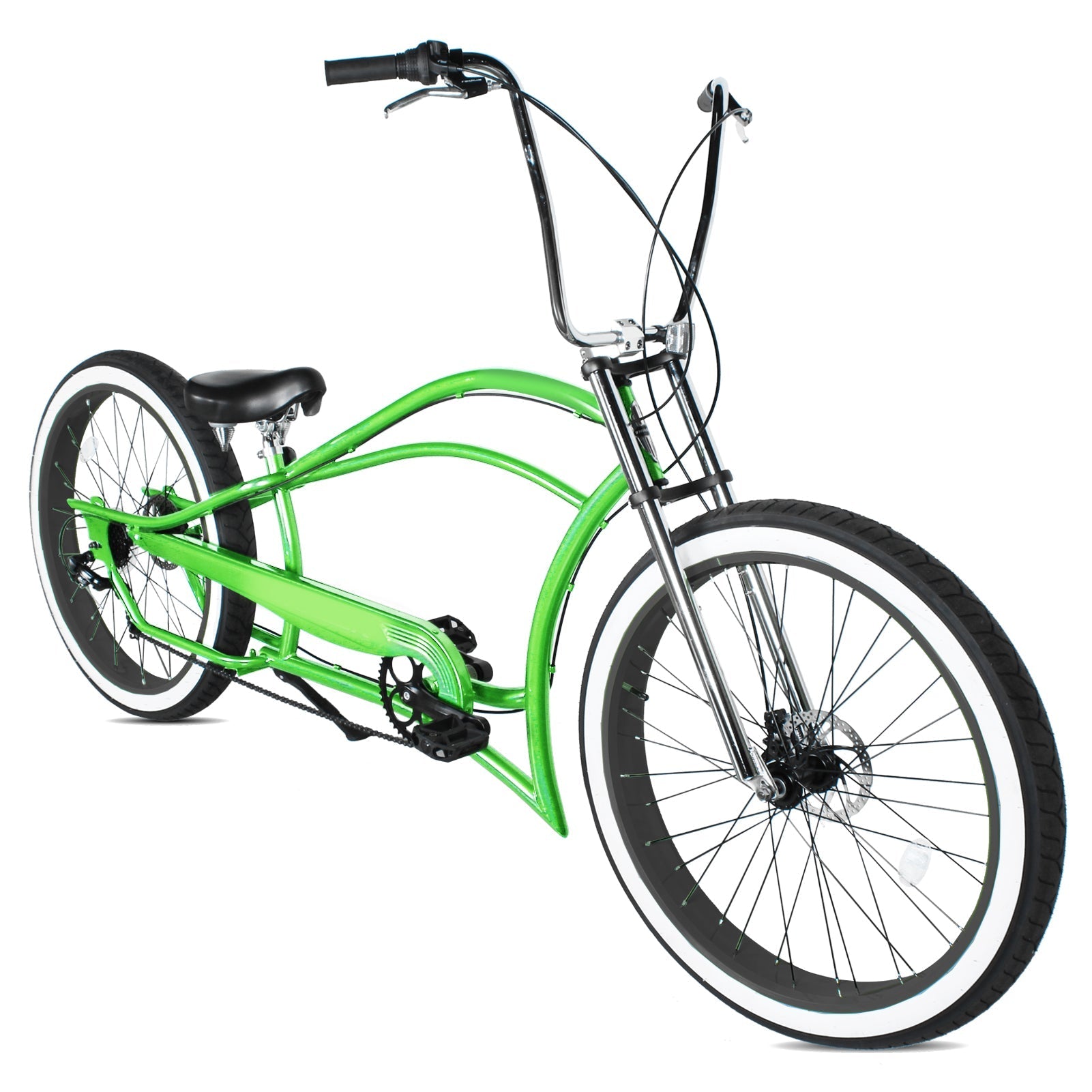 Tracer Bikes | Micargi Boston GT7 Stretch Cruiser Bicycle, 7-Speed, 26" Chopper Frame | Chico USA, Inc.