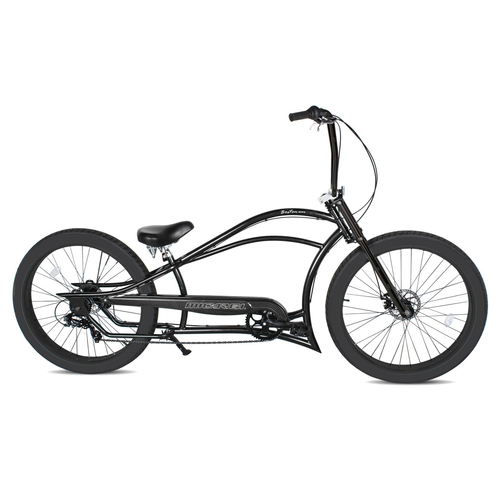 Tracer Bikes | Micargi Boston GT7 Stretch Cruiser Bicycle, 7-Speed, 26" Chopper Frame | Chico USA, Inc.
