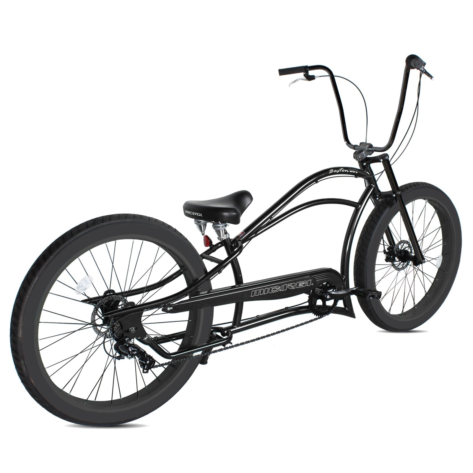 Tracer Bikes | Micargi Boston GT7 Stretch Cruiser Bicycle, 7-Speed, 26" Chopper Frame | Chico USA, Inc.