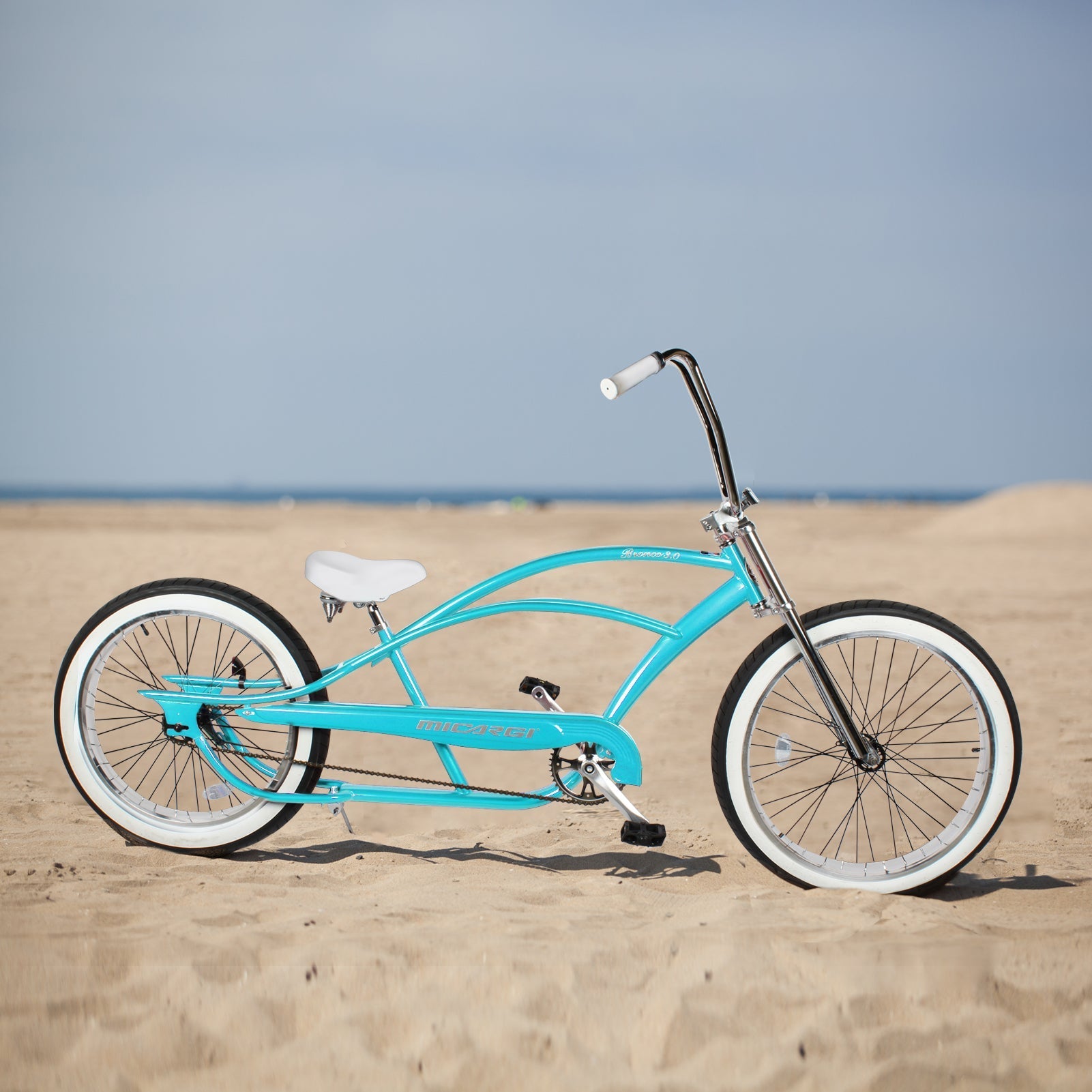 Tracer Bikes | Micargi Bronco 3.0 29'' Stretch Beach Cruiser Bike, Single Speed, Hi-Ten Steel Frame | Chico USA, Inc.