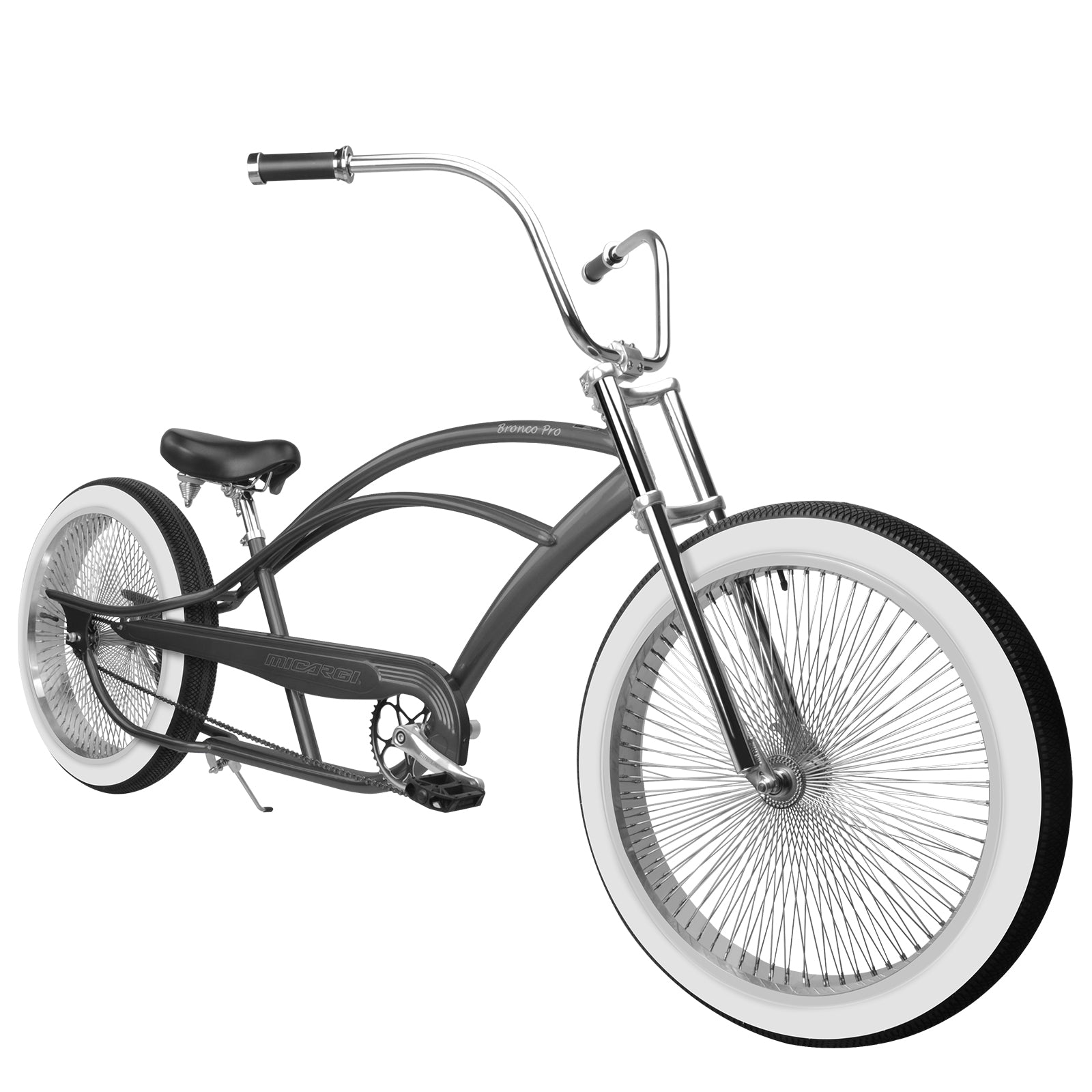 Tracer Bikes | Micargi Bronco Pro 26" Stretch Cruiser Bike, Hi-Ten Steel Frame, Single Speed | Chico USA, Inc.