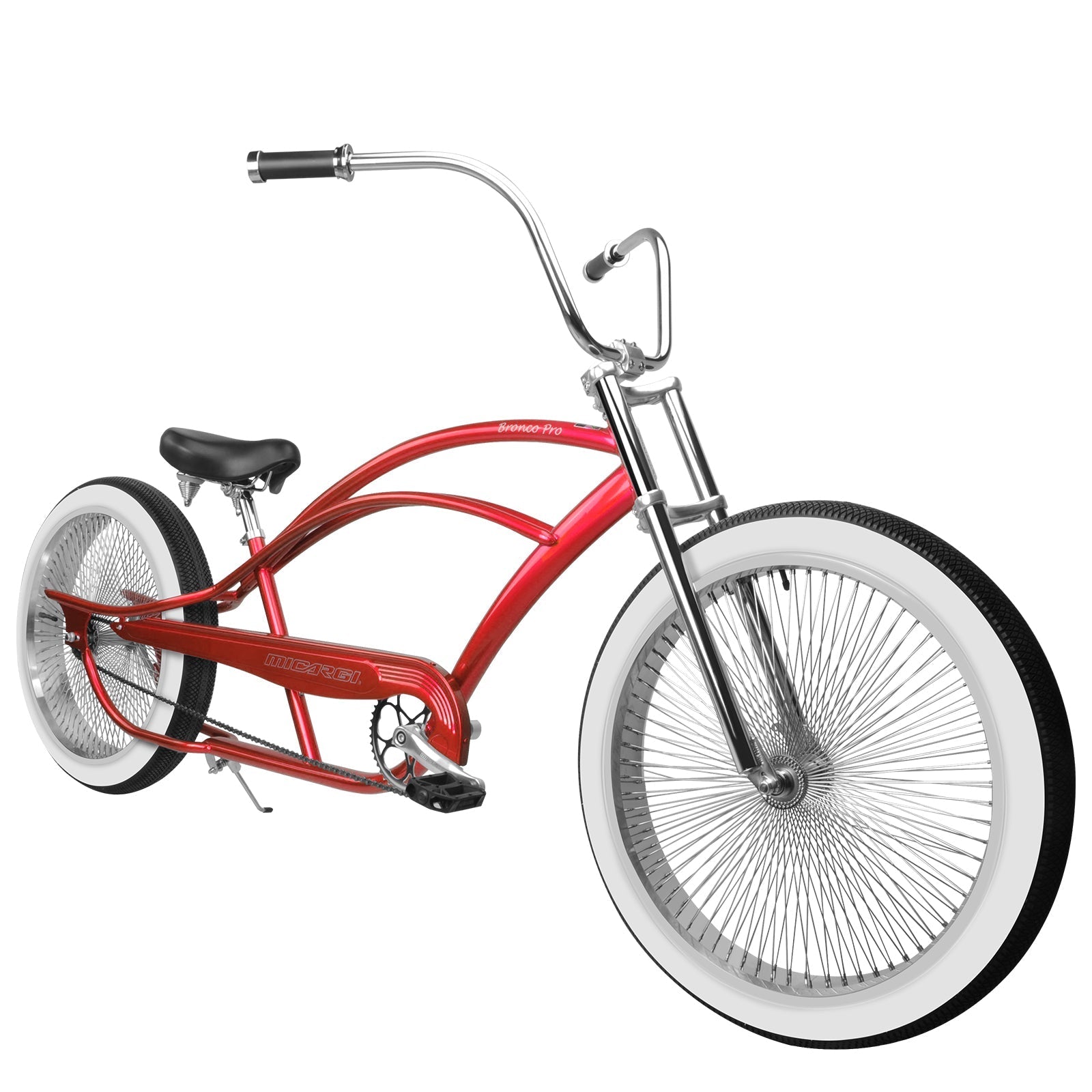 Tracer Bikes | Micargi Bronco Pro 26" Stretch Cruiser Bike, Hi-Ten Steel Frame, Single Speed | Chico USA, Inc.