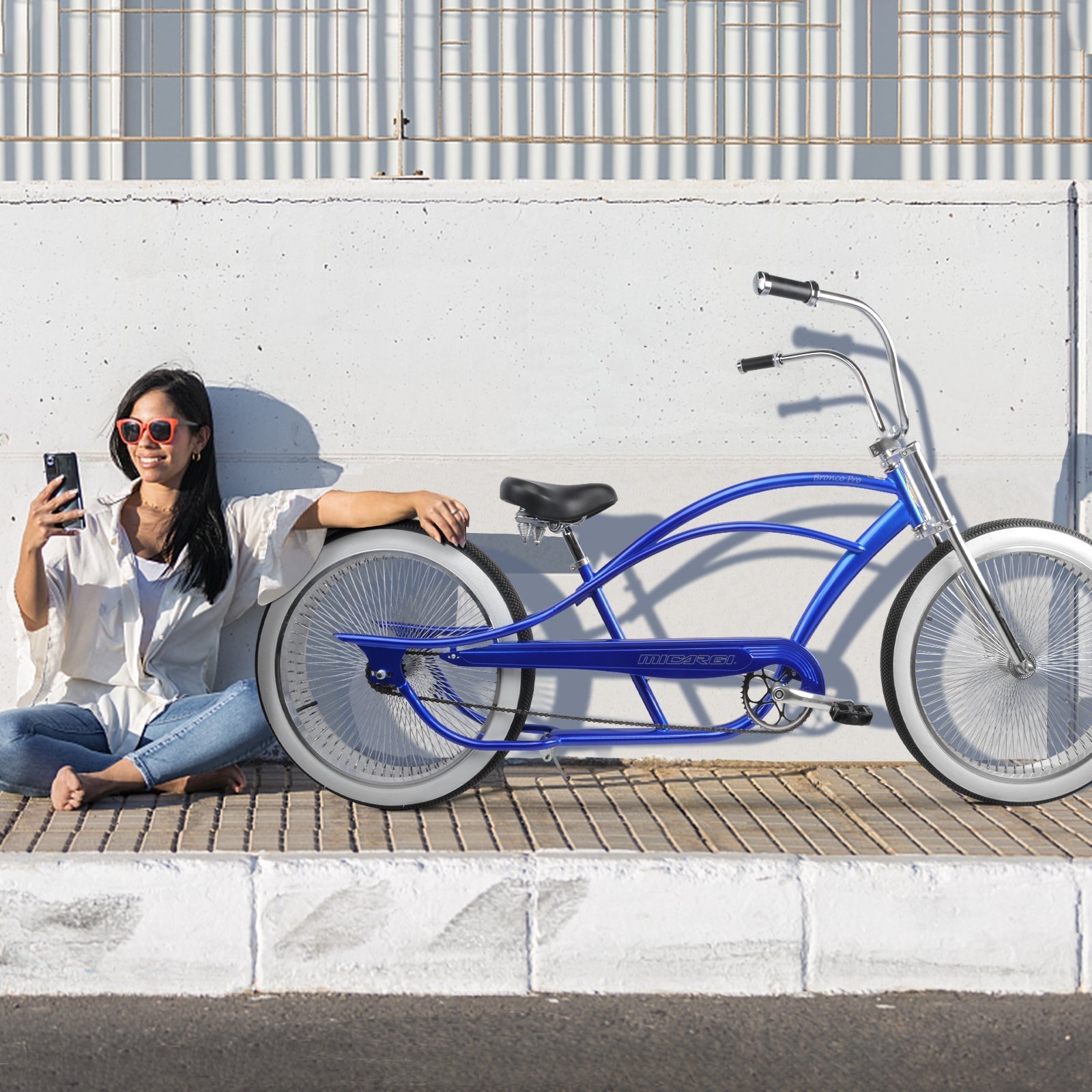 Tracer Bikes | Micargi Bronco Pro 26" Stretch Cruiser Bike, Hi-Ten Steel Frame, Single Speed | Chico USA, Inc.