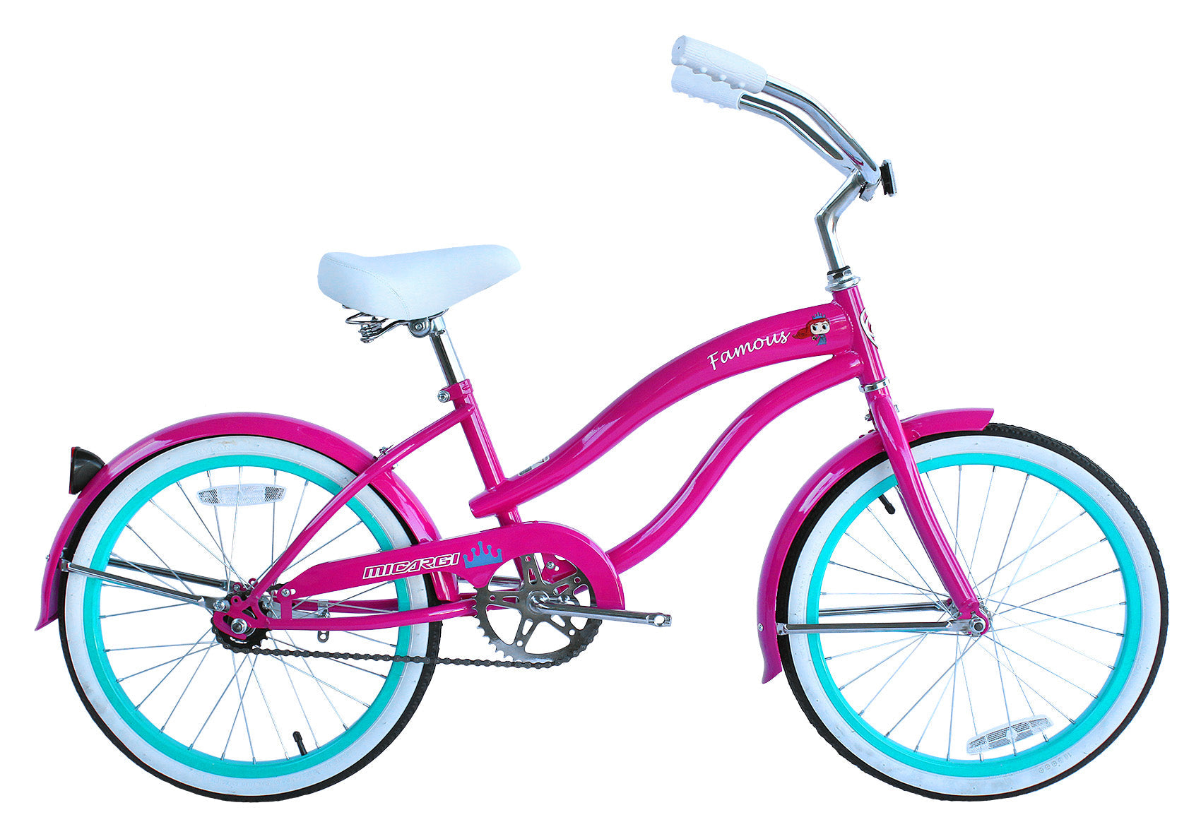 Tracer Bikes | Micargi Famous 20" Beach Cruiser Bike for Kids, Single Speed, Hi-Ten Steel Frame |  Chico USA, Inc.