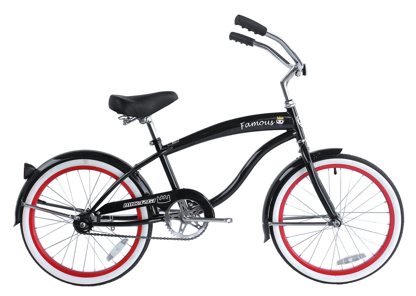 Tracer Bikes | Micargi Famous 20" Beach Cruiser Bike for Kids, Single Speed, Hi-Ten Steel Frame |  Chico USA, Inc.
