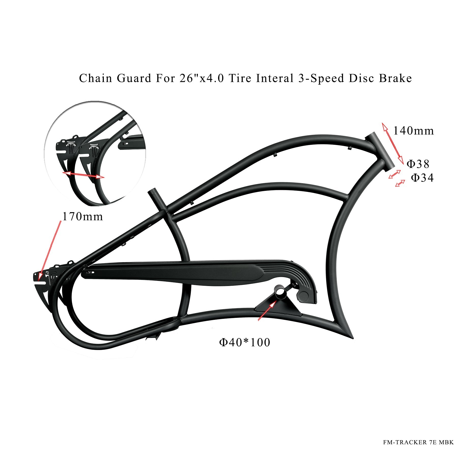 Tracer Bikes | Micargi Harman 3D 26" Stretch Cruiser Steel Bike Frame with Disc Brake and Internal 3-Speed |  Chico USA, Inc.