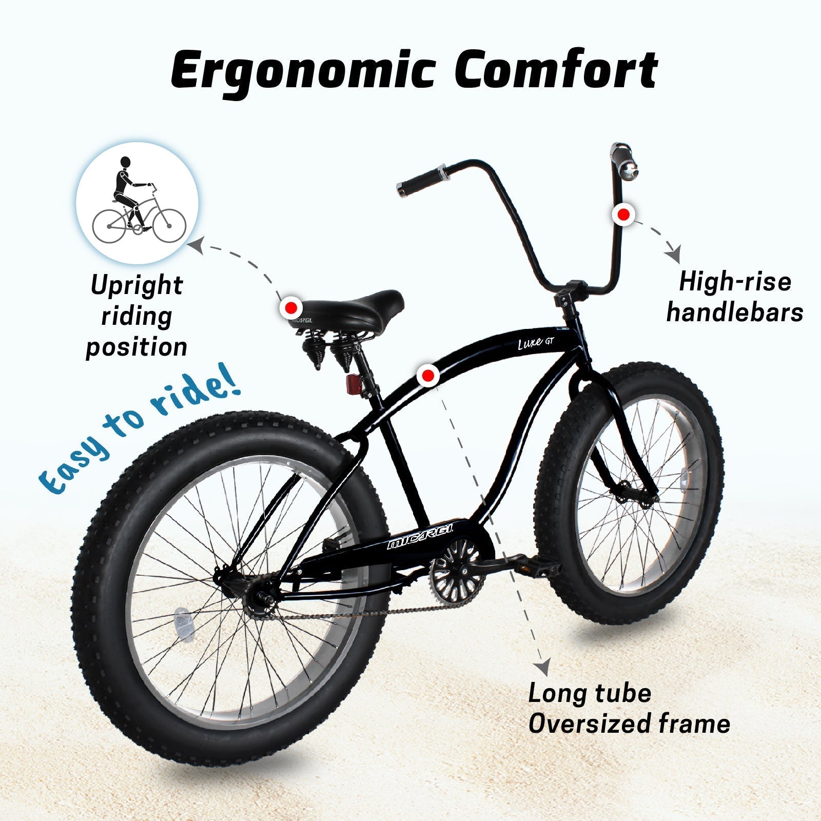 Tracer Bikes | Micargi Luxe GT 26" Beach Cruiser Bike, 7-Speed |  Chico USA, Inc.