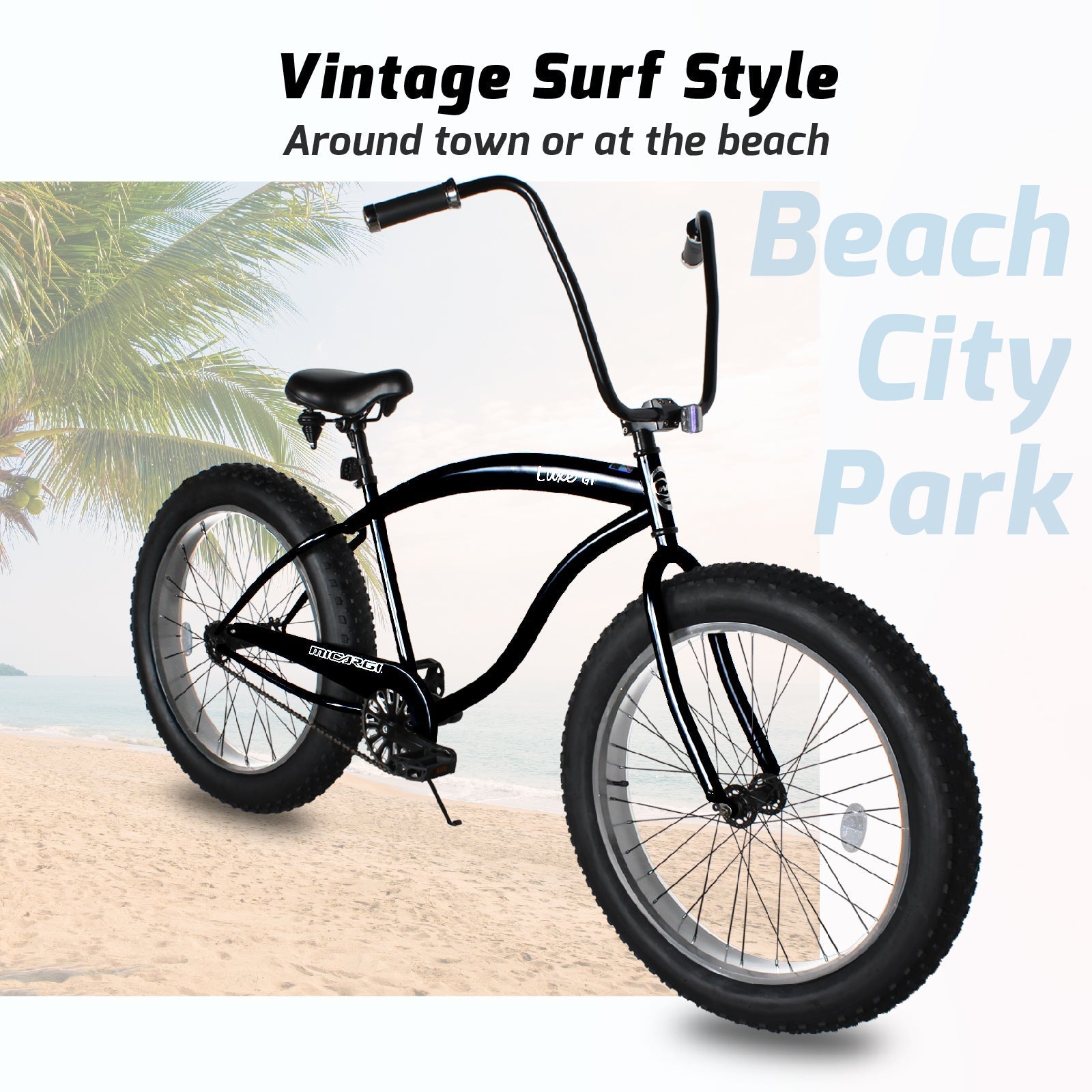 Tracer Bikes | Micargi Luxe GT 26" Beach Cruiser Bike, 7-Speed |  Chico USA, Inc.