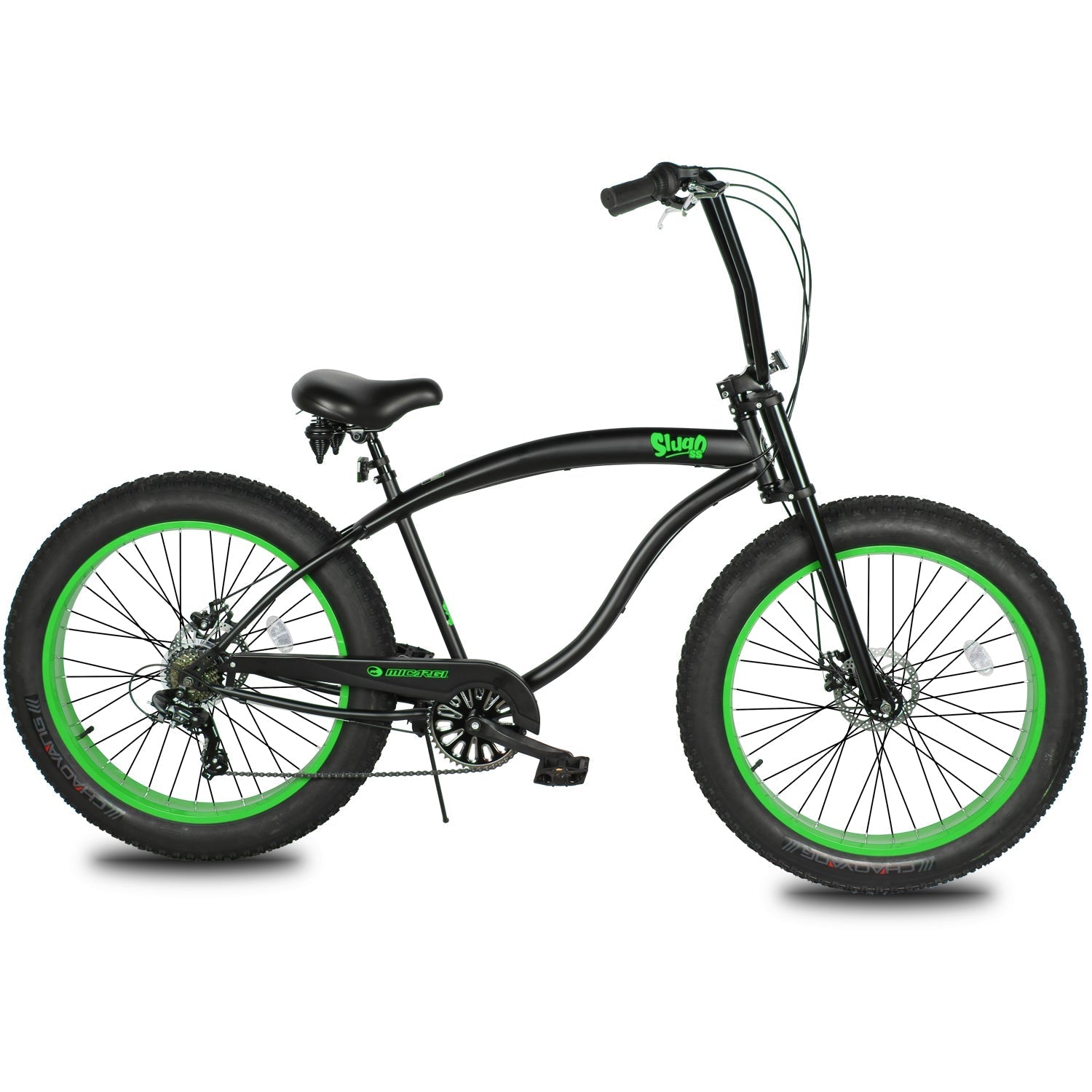 Tracer Bikes | Micargi Slugo SS 26" Beach Cruiser Bike with Shimano 7-Speed Disc Brakes and FAT Tires |  Chico USA, Inc.