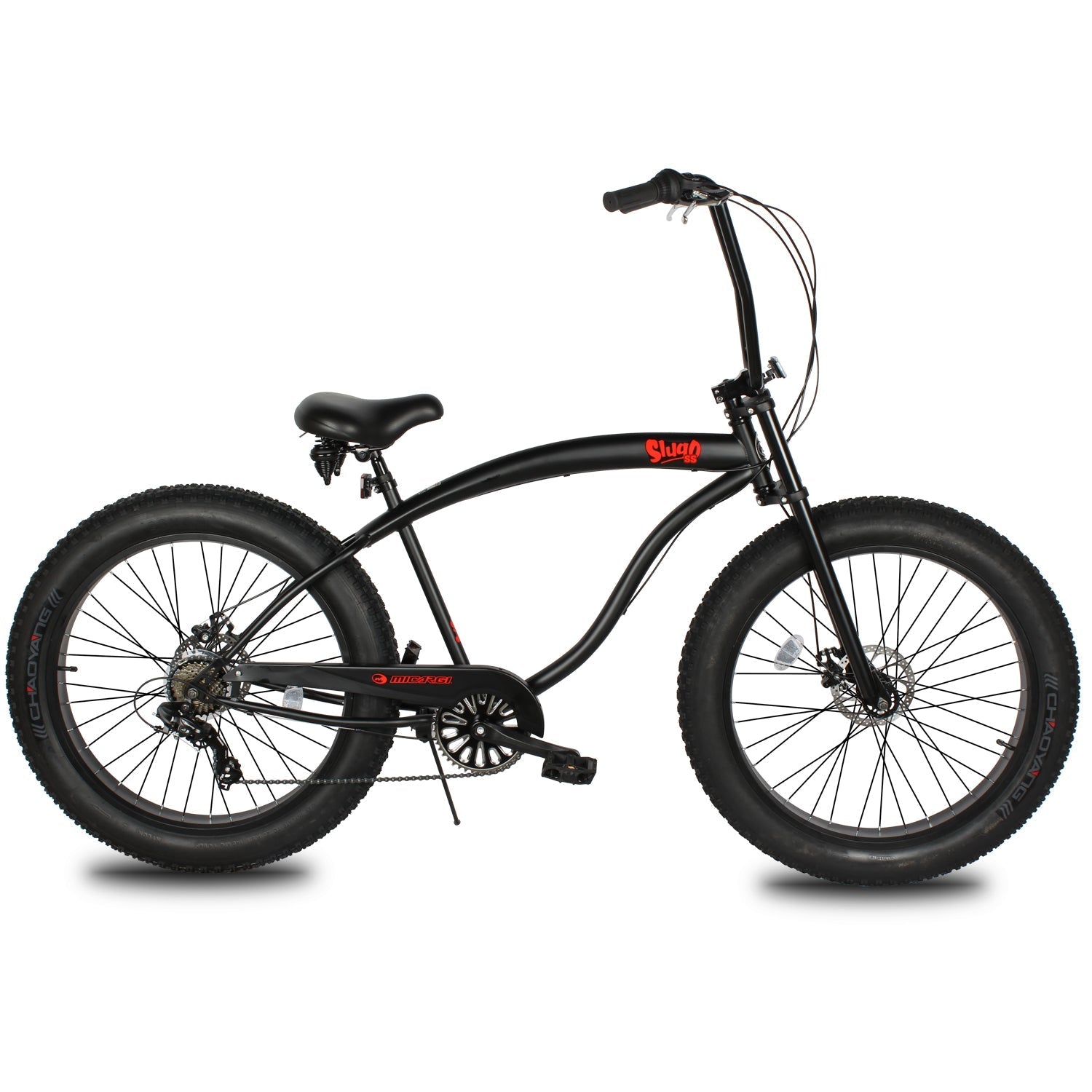 Tracer Bikes | Micargi Slugo SS 26" Beach Cruiser Bike with Shimano 7-Speed Disc Brakes and FAT Tires |  Chico USA, Inc.