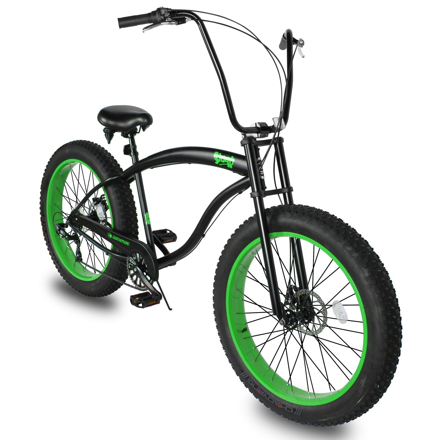 Tracer Bikes | Micargi Slugo SS 26" Beach Cruiser Bike with Shimano 7-Speed Disc Brakes and FAT Tires |  Chico USA, Inc.