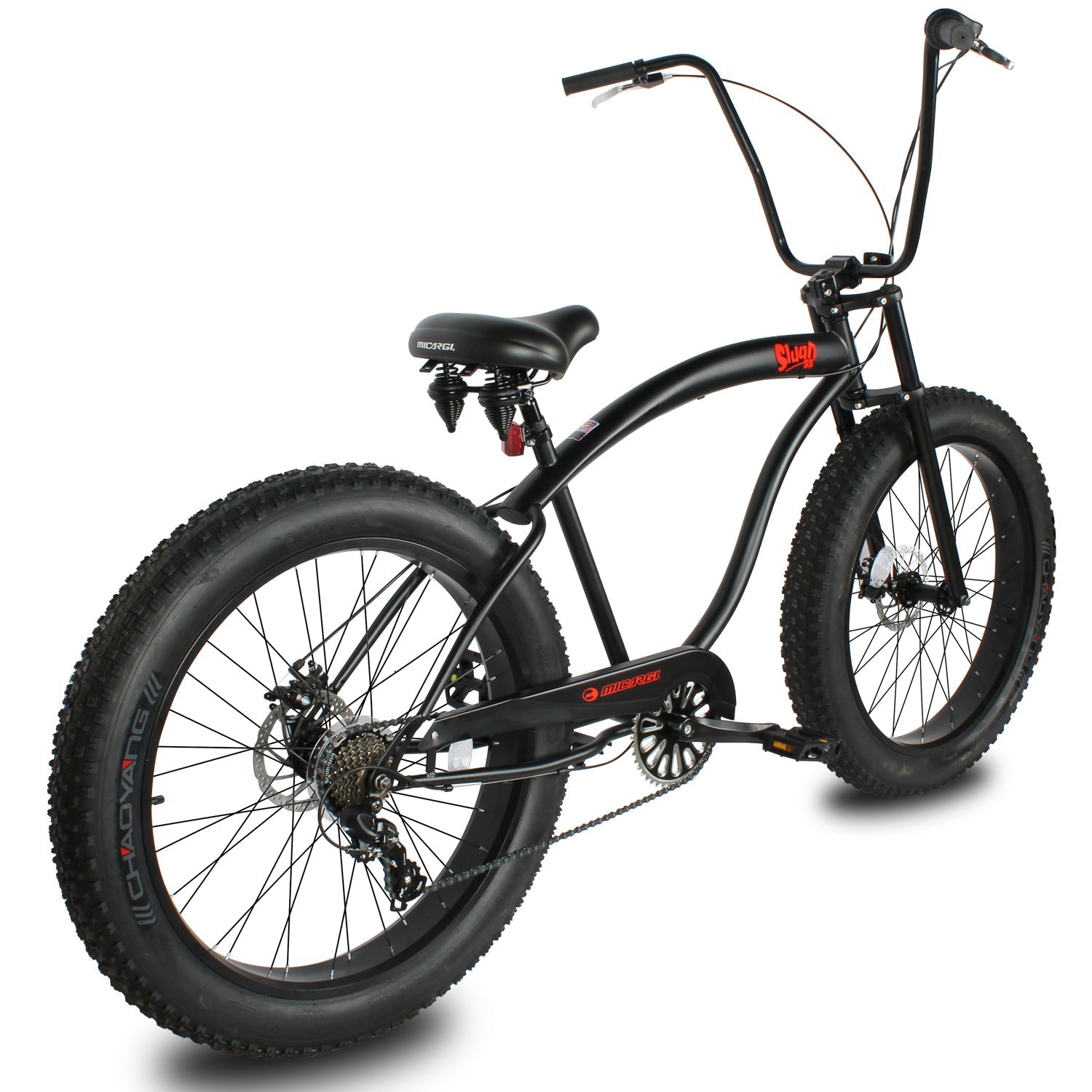 Tracer Bikes | Micargi Slugo SS 26" Beach Cruiser Bike with Shimano 7-Speed Disc Brakes and FAT Tires |  Chico USA, Inc.