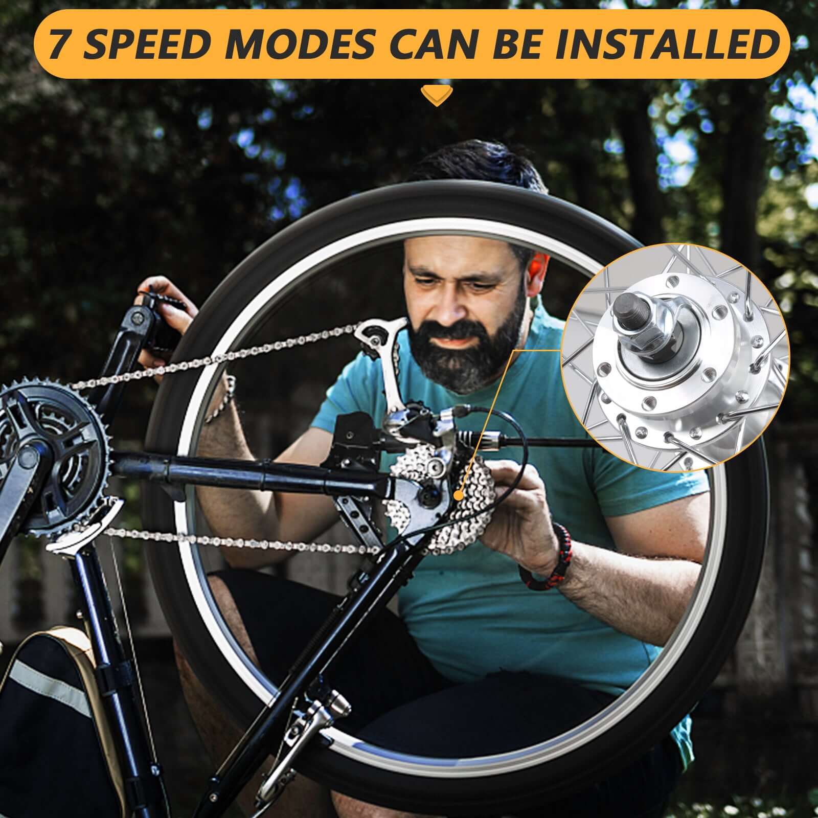 Tracer Bikes | Micargi WH-T952636D7 26"x3" Alloy Fat Rims Wheel Set for 26"x3.0, 4.0 Tire, 7-Speed | Chico USA, Inc.